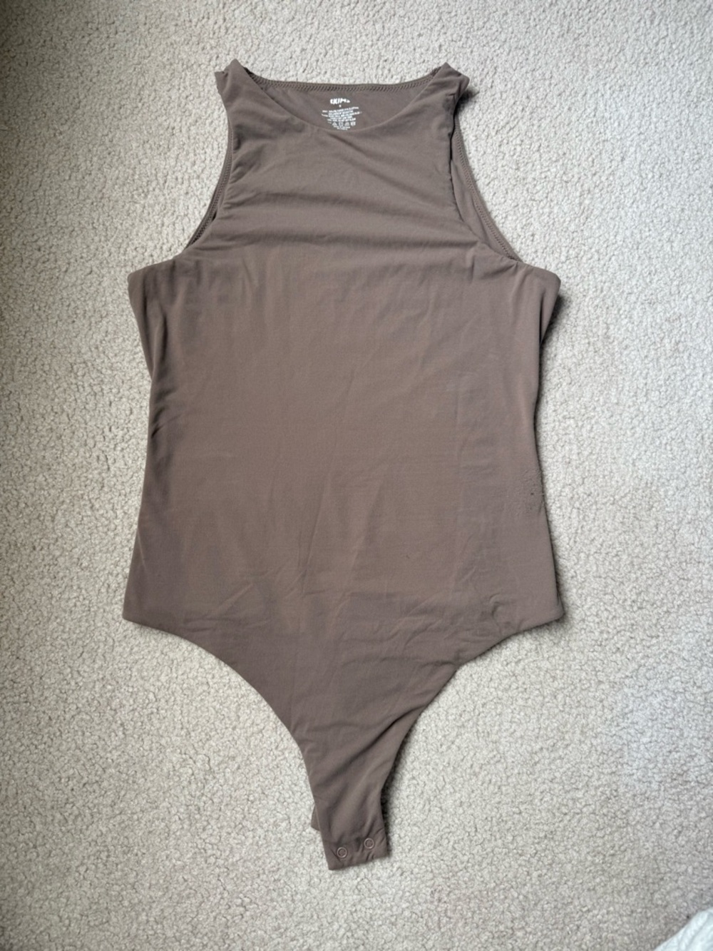 SKIMS Taupe Tank-Style High Neck One-Piece Bodysuit